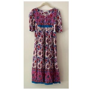 Vintage Floral Multicolor Maxi Dress